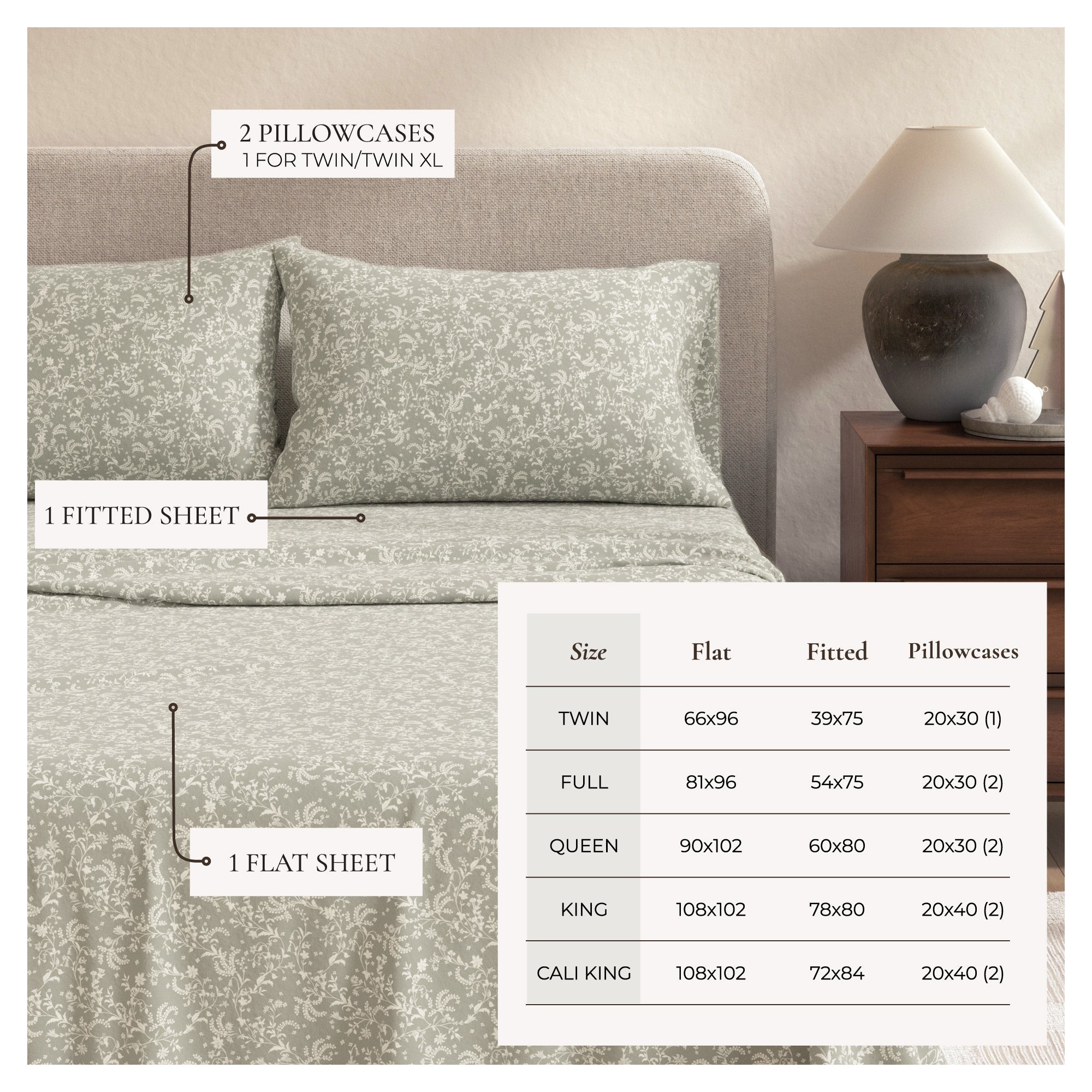 Parure de draps en flanelle de coton turc - Collection florale d'hiver