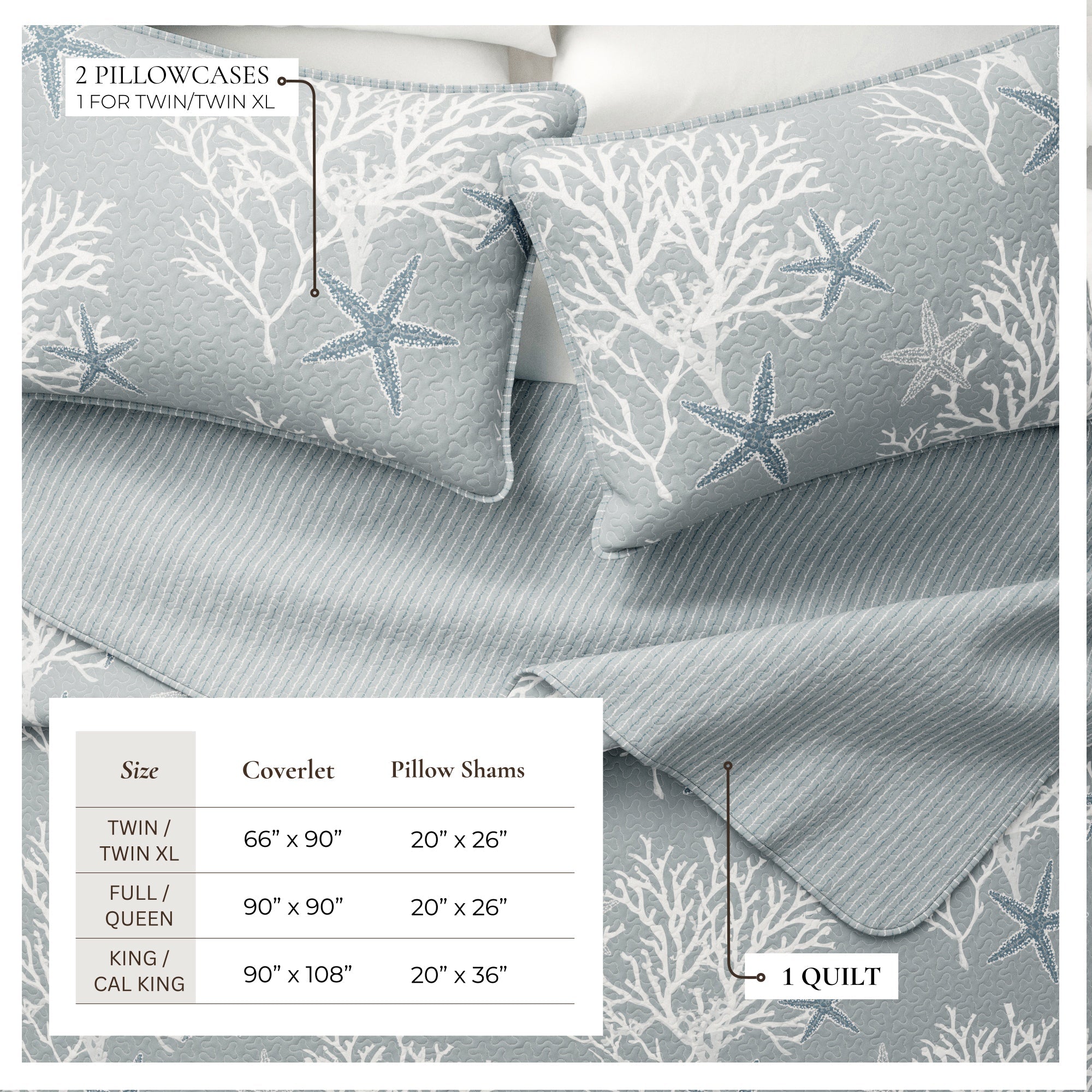 Fenwick Collection Quilt Set - Reversible Coral Microfiber Quilt