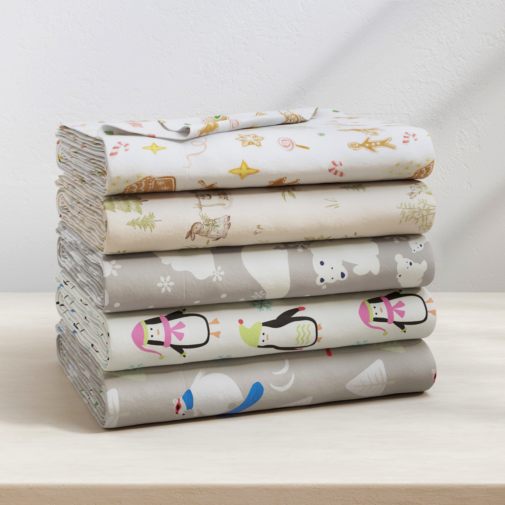 Parure de draps en flanelle de coton turc - Collection Noël pour enfants