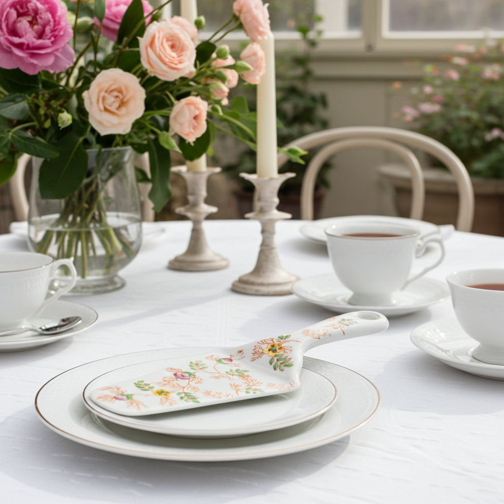 Mikori Ware Porcelain Cake & Pie Server - Hand-Painted Floral
