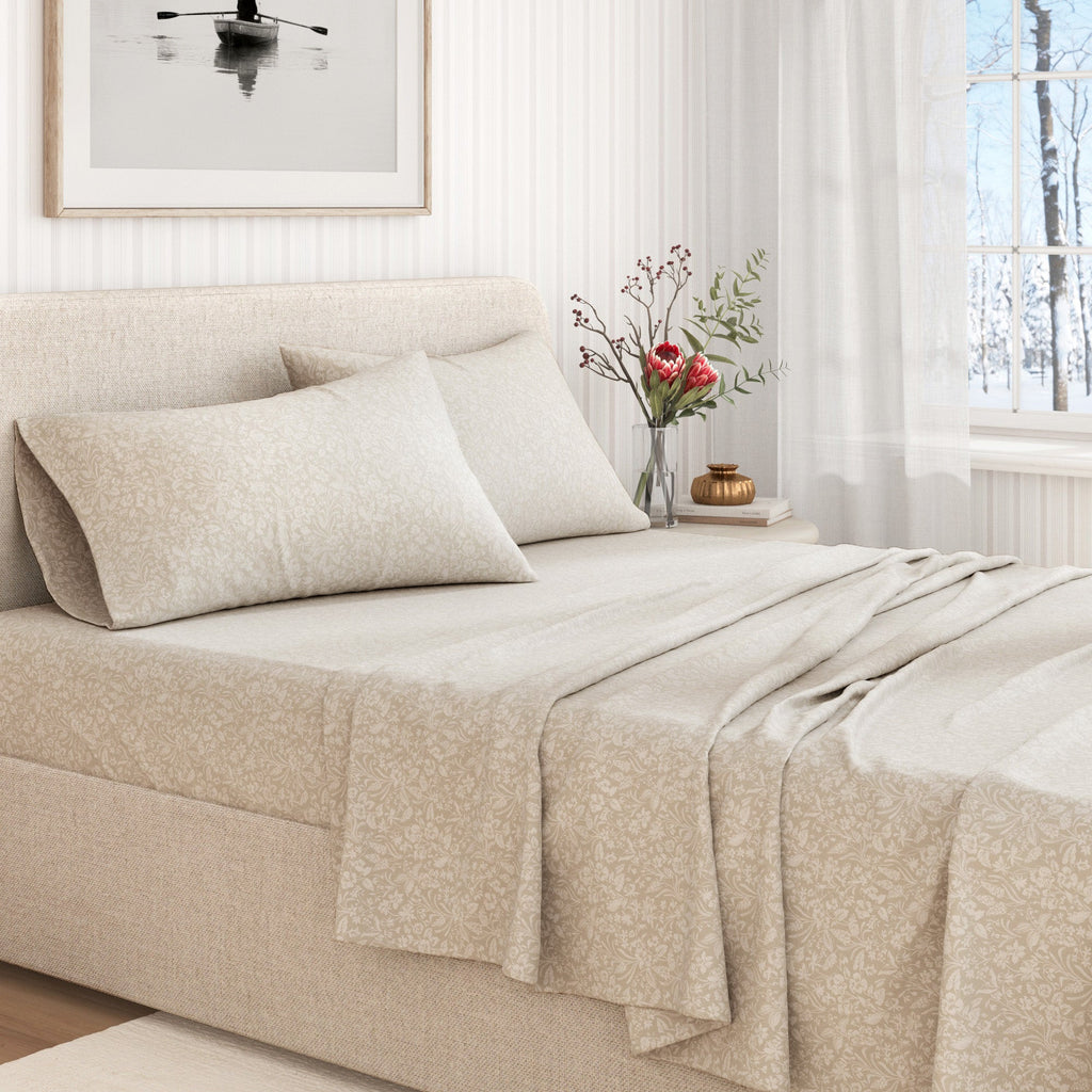 Parure de draps en flanelle de coton turc - Collection florale d'hiver
