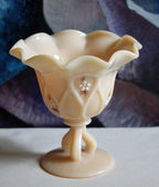 Hand Painted Westmoreland Milk Glass Footed Bowl – Signed 1979 Floral Design