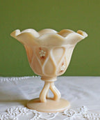 Hand Painted Westmoreland Milk Glass Footed Bowl – Signed 1979 Floral Design