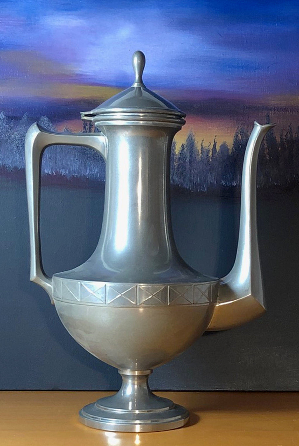 Théière ou cafetière vintage en étain