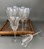 Cut Crystal Wine Goblets – Daisy Garland Motif, Set of Ten
