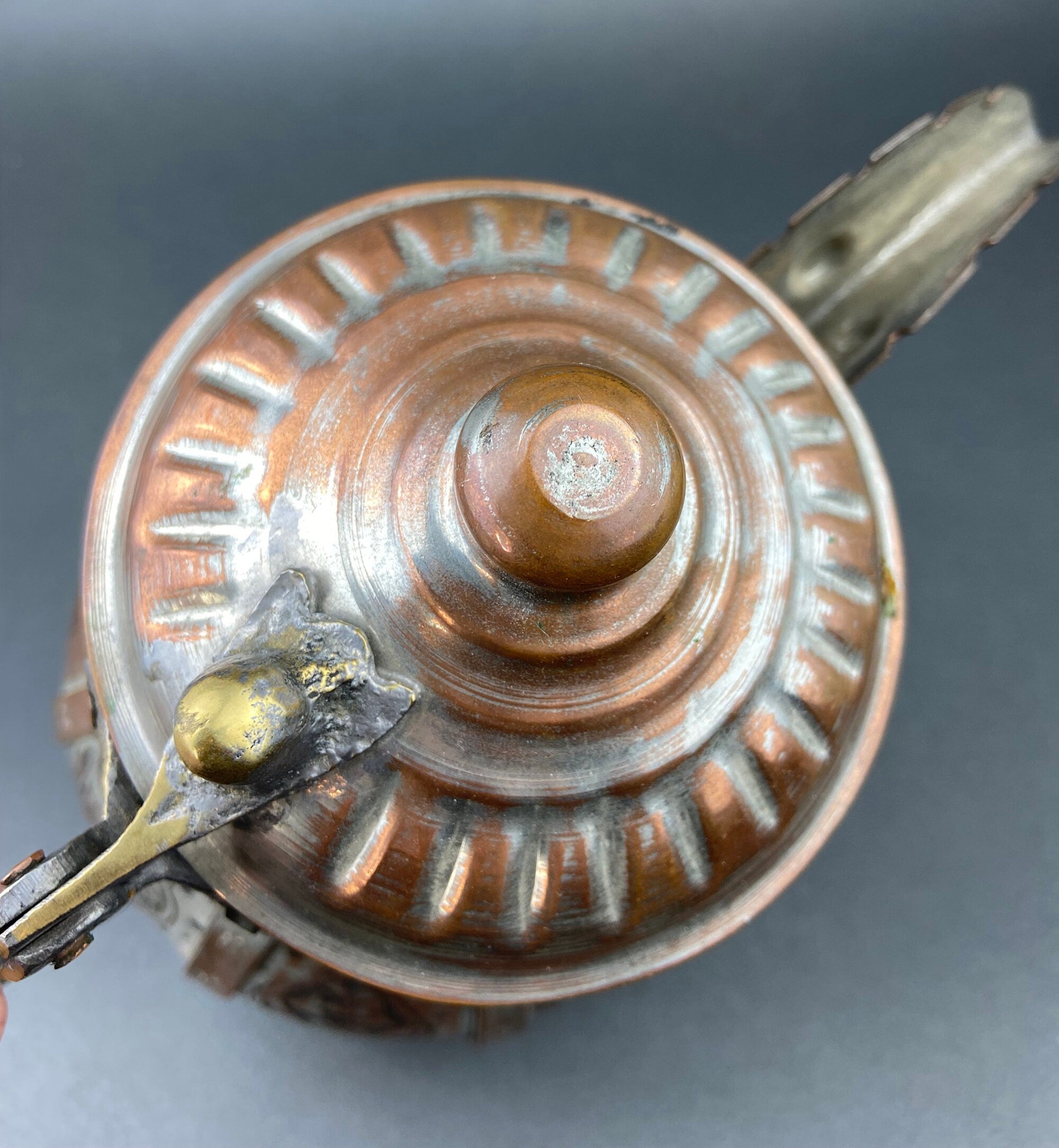 Turkish Copper Coffee Pot with Lid – Hand‑Hammered Ornate Design
