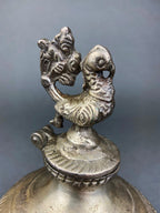 Indian Metal Vase with Peacock Lid – Sculptural Collectible Accent