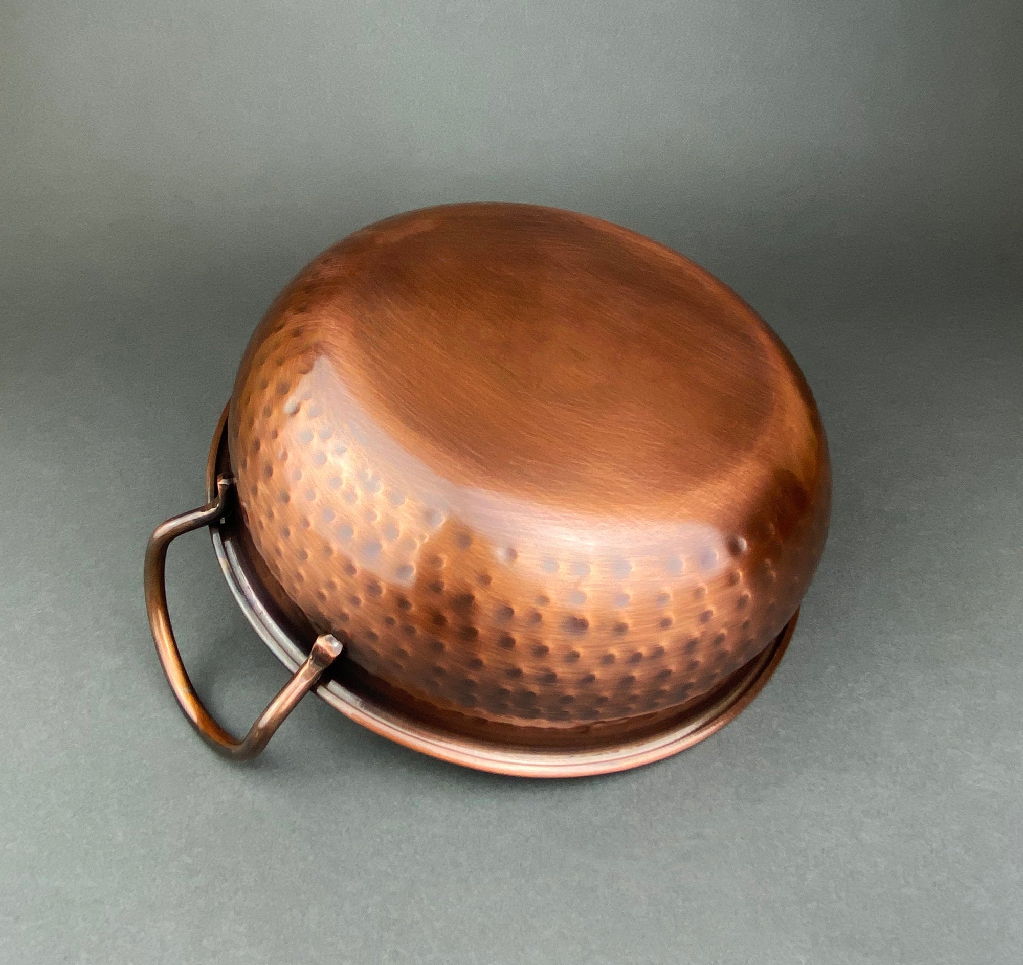 Hand Hammered Copper Bowl with Handles – Rustic Serving Dish