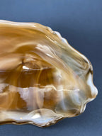 Vintage Slag Glass Footed Bowl – Brown & White Marbled Compote