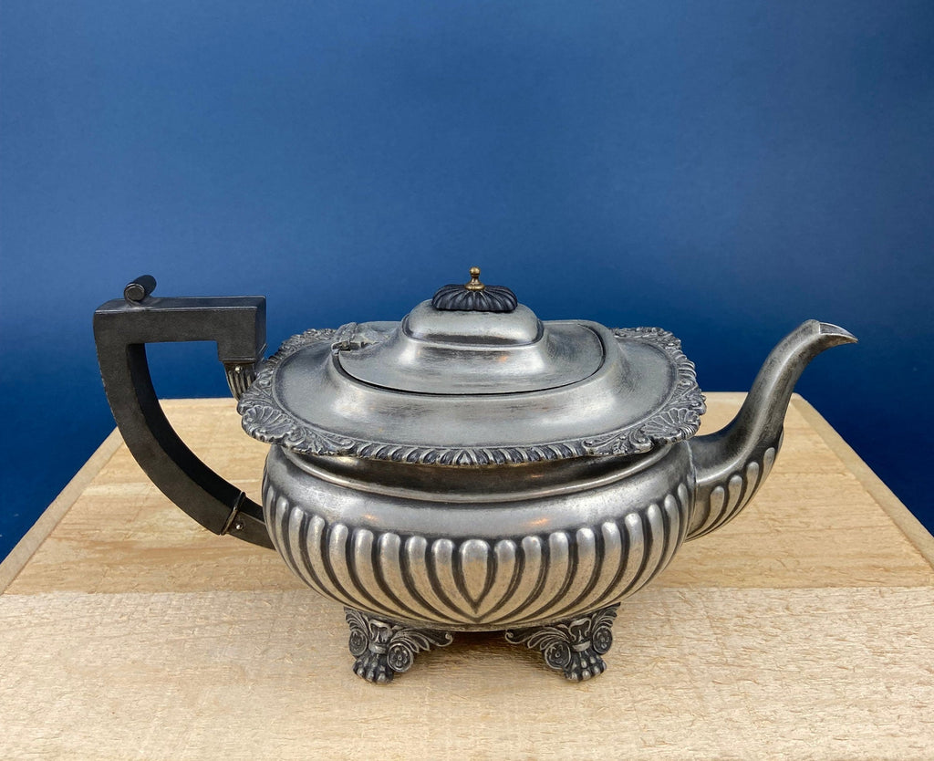 Pewter Teapot & Coffee Pot Set – Fluted English Serving Pots