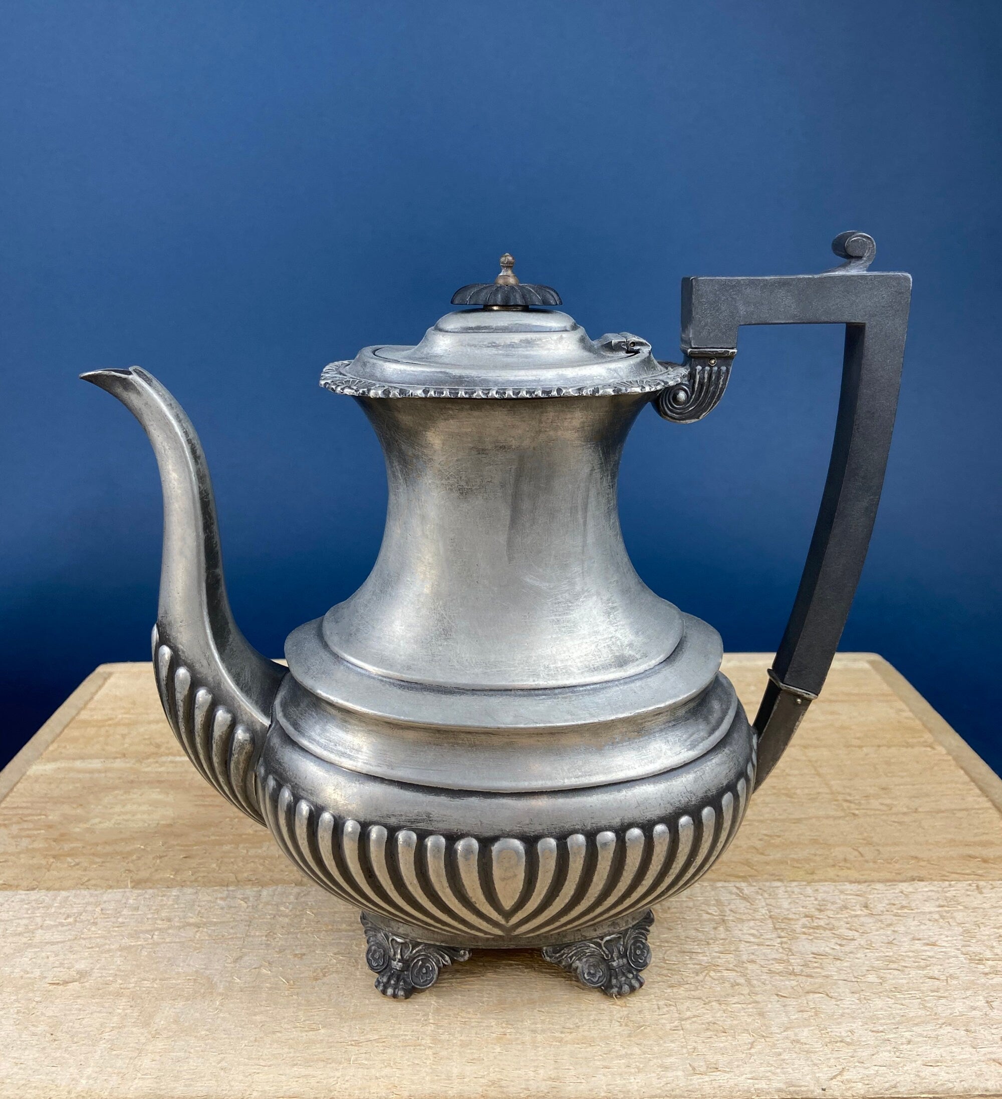 Pewter Teapot & Coffee Pot Set – Fluted English Serving Pots
