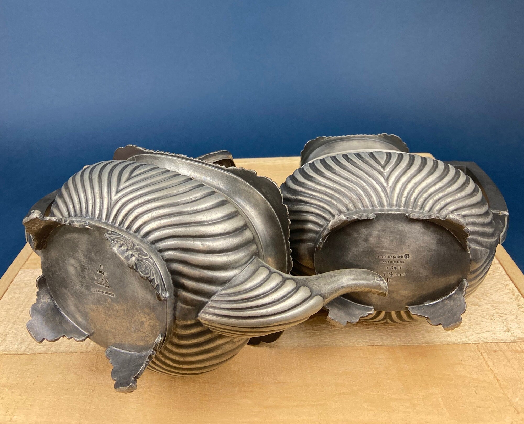 Pewter Teapot & Coffee Pot Set – Fluted English Serving Pots