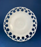 Westmoreland Milk Glass Pedestal Fruit Bowl – Doric Pattern with Lace Edge