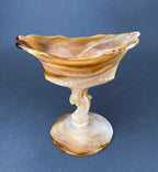 Vintage Slag Glass Footed Bowl – Brown & White Marbled Compote