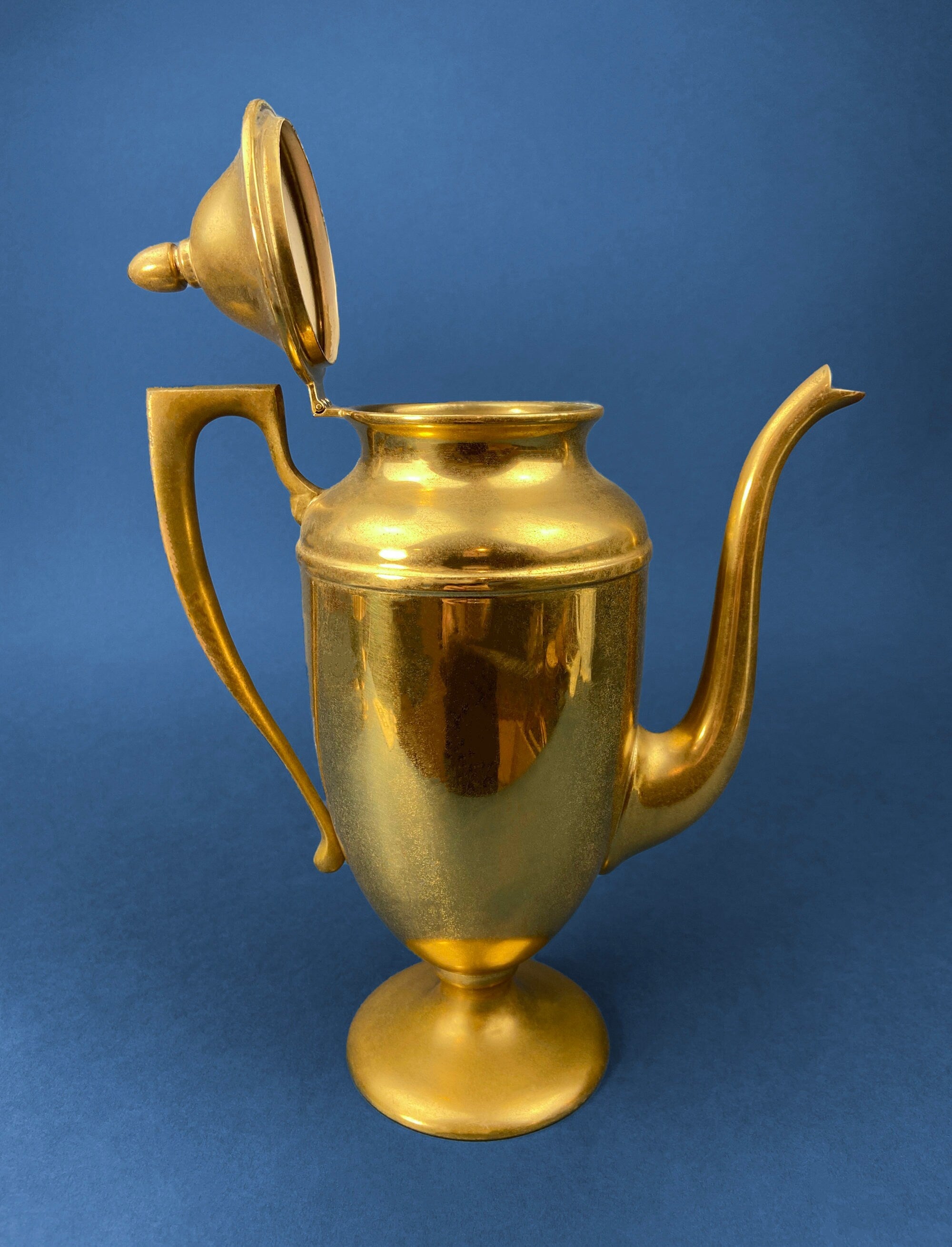Brass Coffee Pot, Creamer & Sugar Bowl Set – Art Deco Handle Detailing