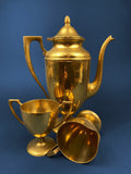 Brass Coffee Pot, Creamer & Sugar Bowl Set – Art Deco Handle Detailing