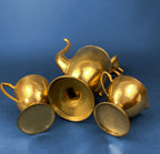 Coffee Pot, Creamer & Sugar Set - Brass Art Deco Handles