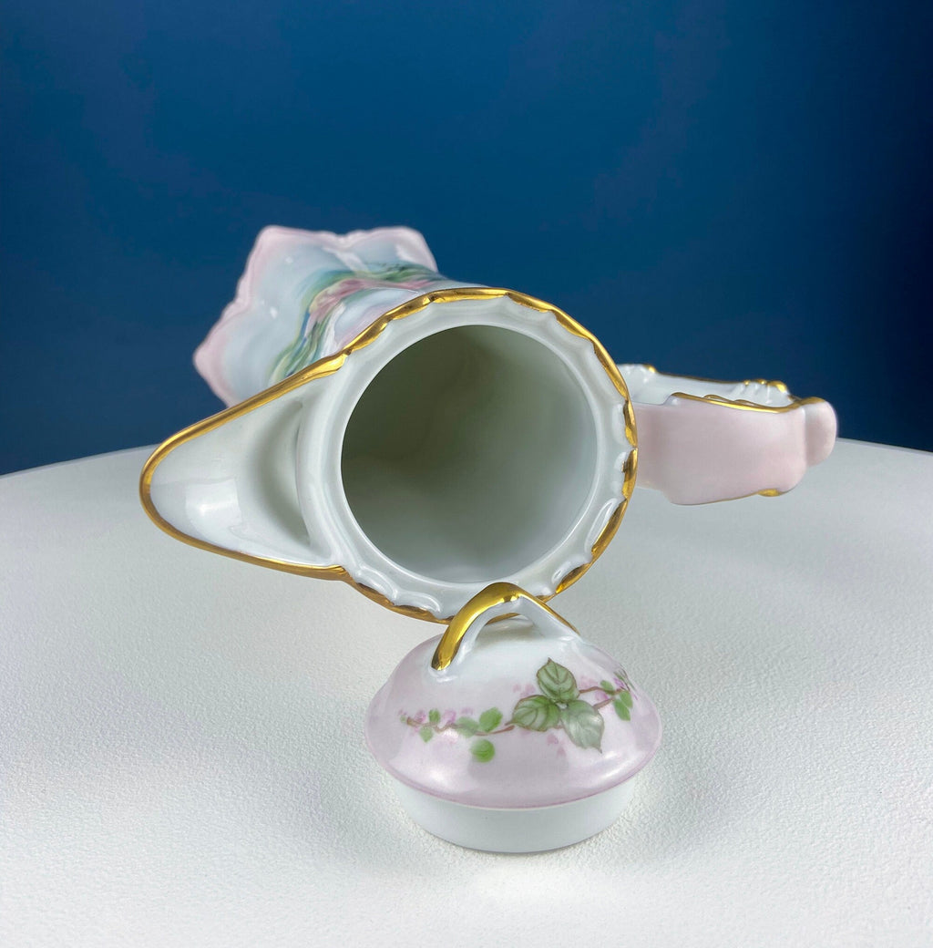 Chocolatière peinte à la main – Porcelaine fine Peach Rose