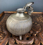 Indian Metal Vase with Peacock Lid – Sculptural Collectible Accent
