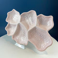 Shell Pink Jeanette Milk Glass Divided Platter – Six‑Section Feather Motif