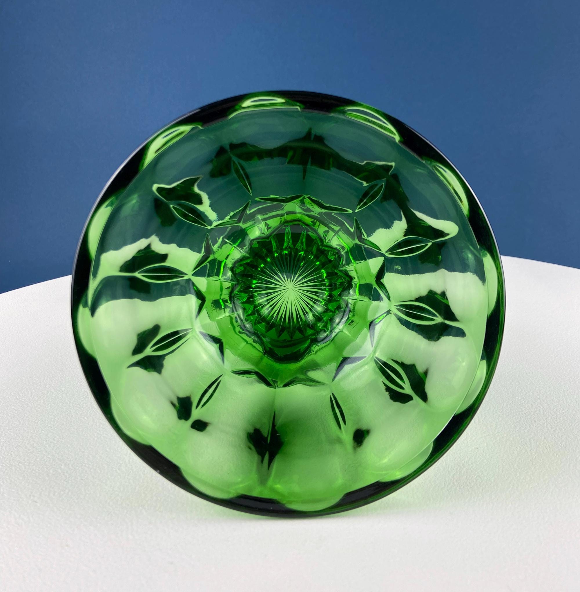 Green Glass Footed Serving Bowl – Anchor Hocking Pressed Glass