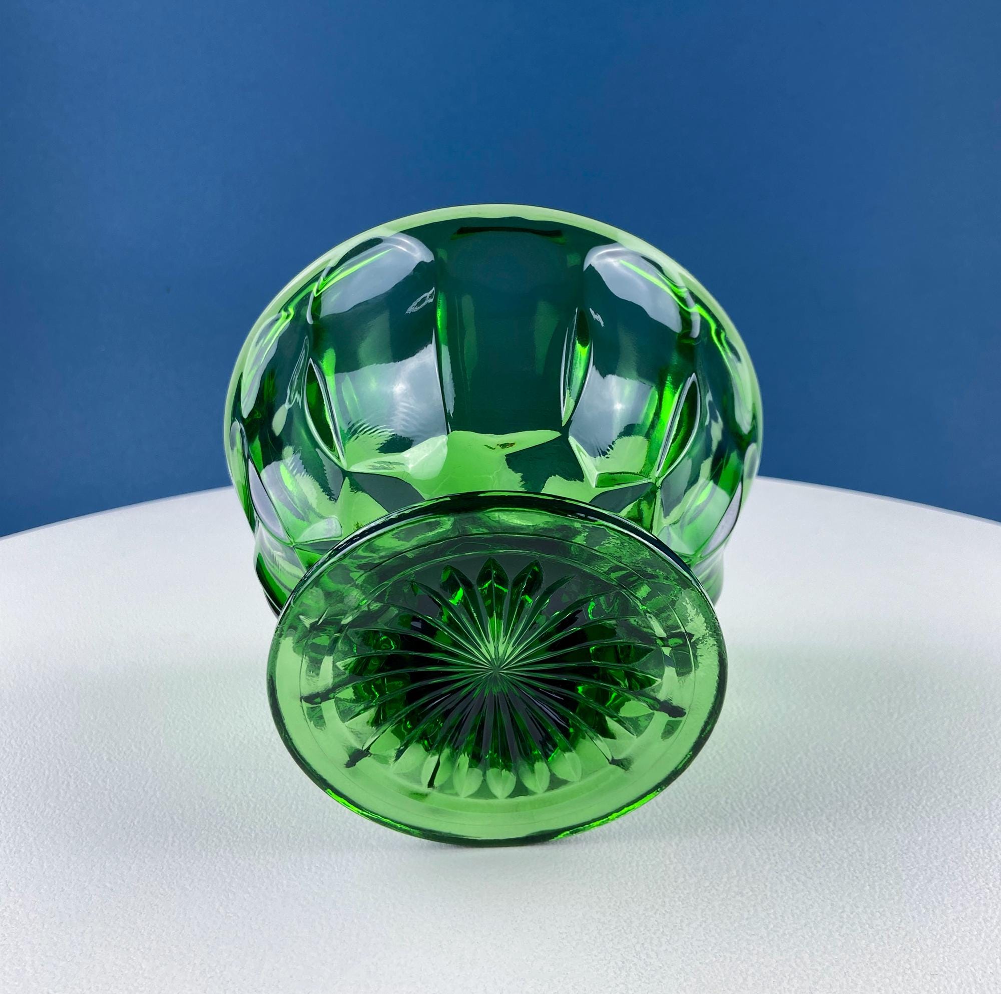 Green Glass Footed Serving Bowl – Anchor Hocking Pressed Glass