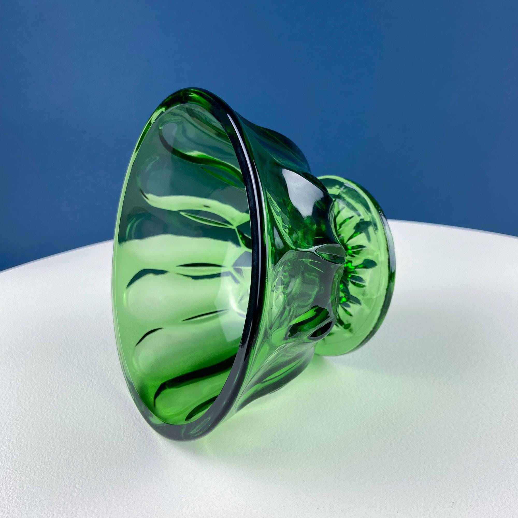 Green Glass Footed Serving Bowl – Anchor Hocking Pressed Glass