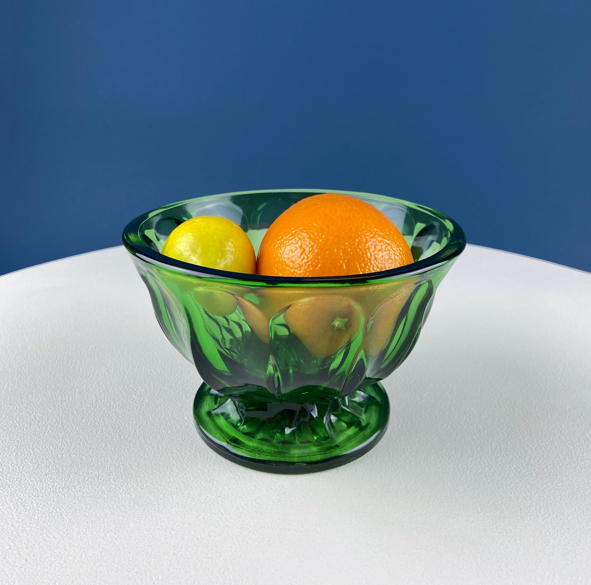 Green Glass Footed Serving Bowl – Anchor Hocking Pressed Glass