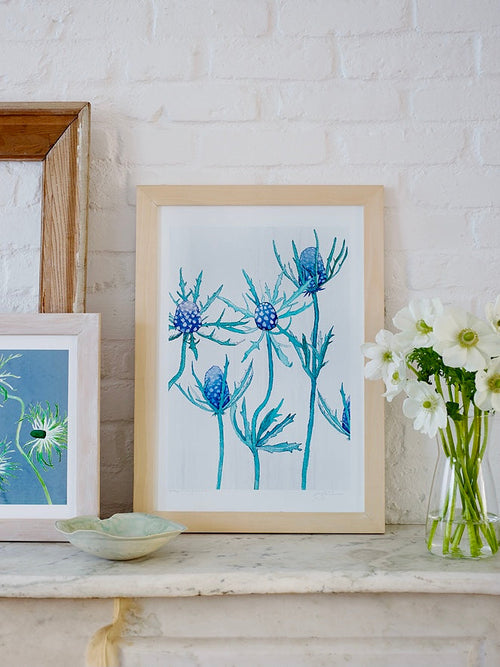 Art Print:  Purple Thistle on Snow