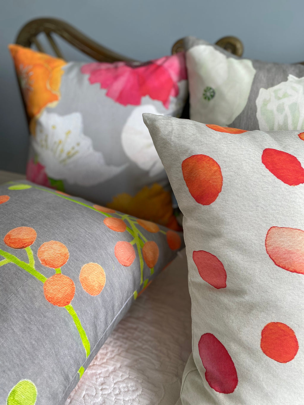 Throw Pillow: Brunia on Grey