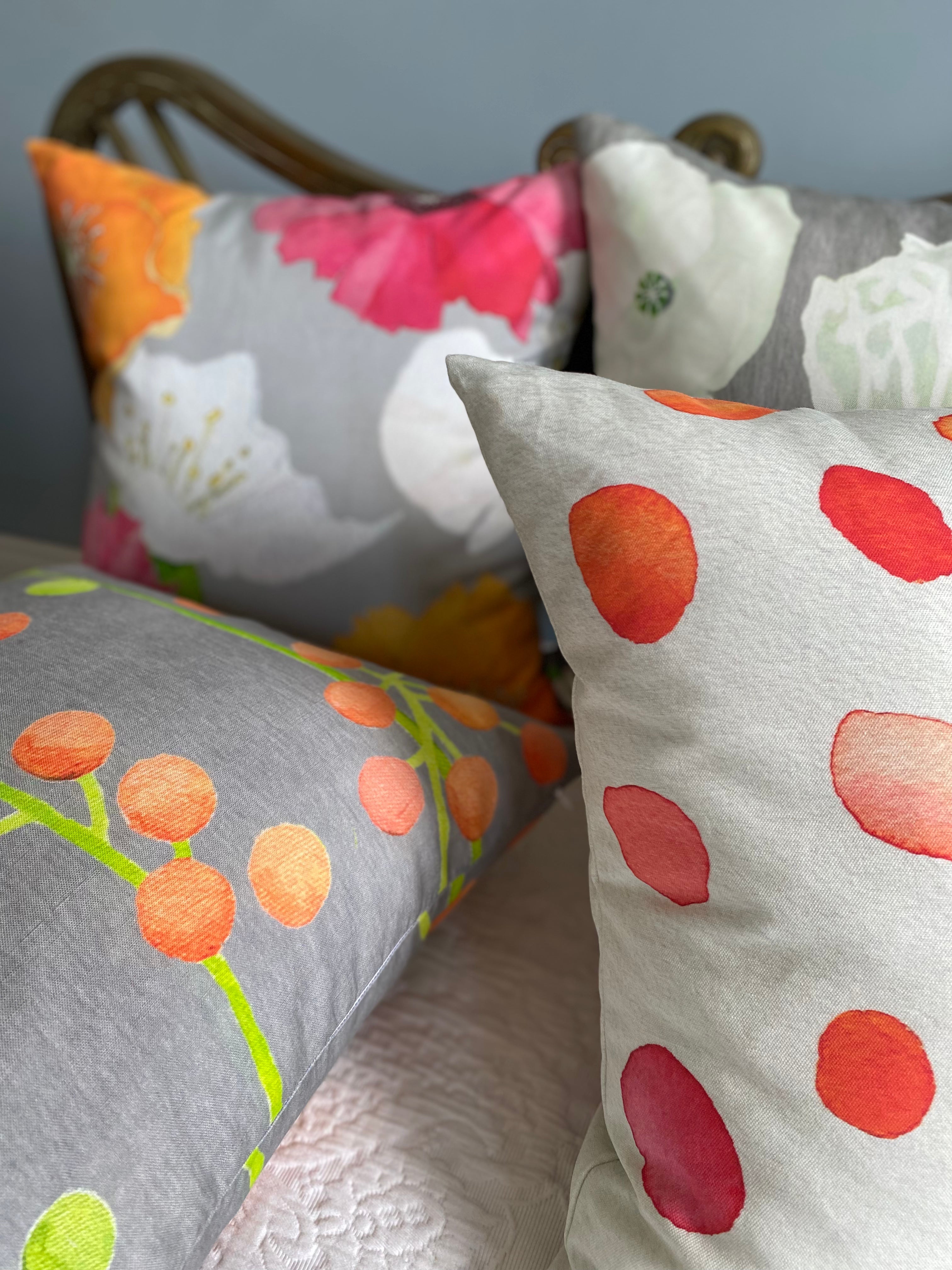 Throw Pillow: Brunia on Grey