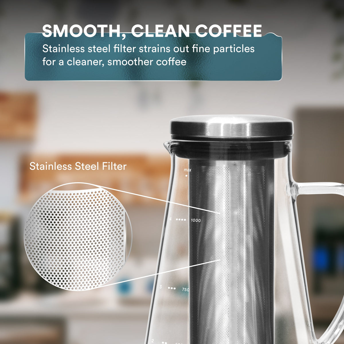 Ovalware Cold Brew Maker - Glass Carafe with Stainless Filter
