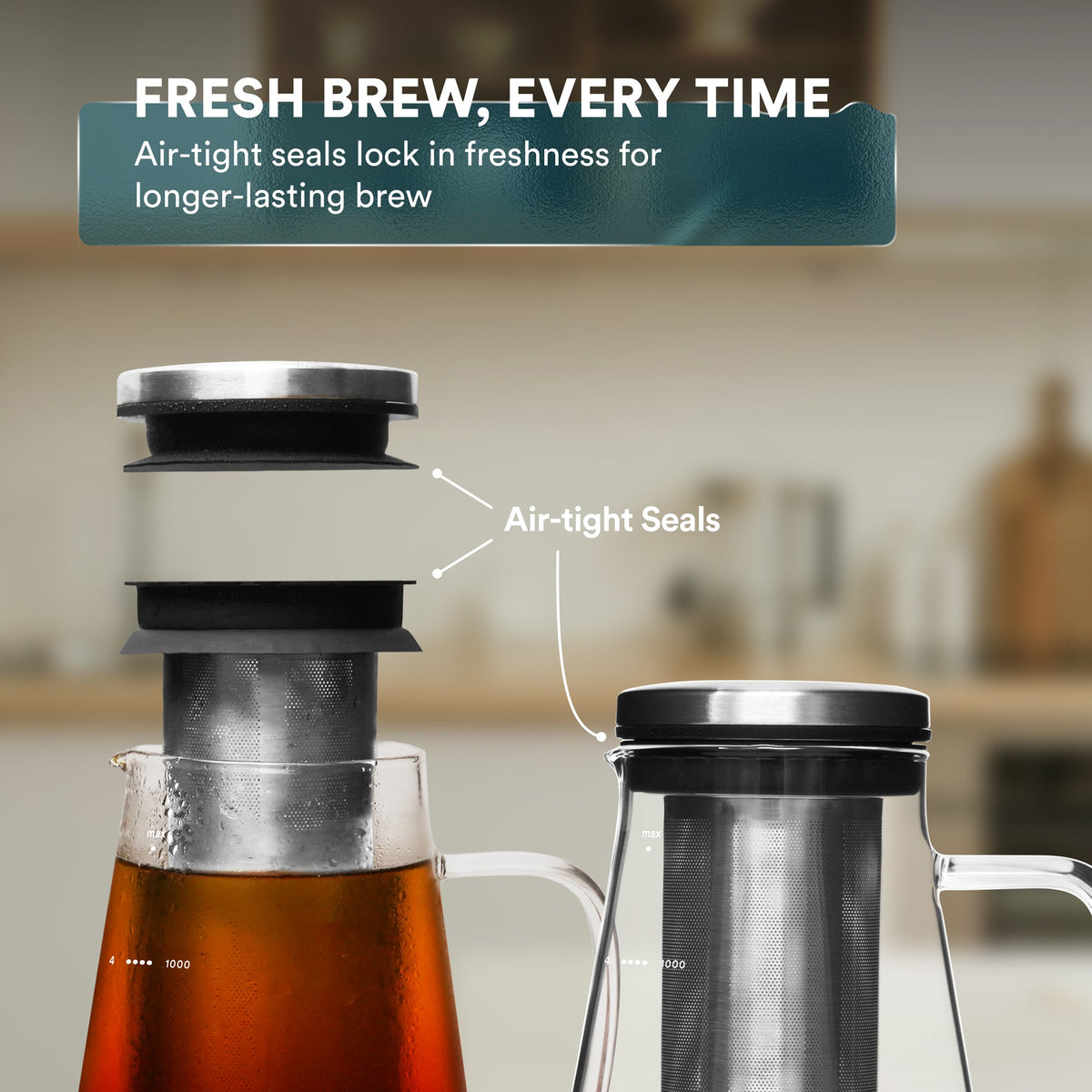 Ovalware Cold Brew Maker - Glass Carafe with Stainless Filter