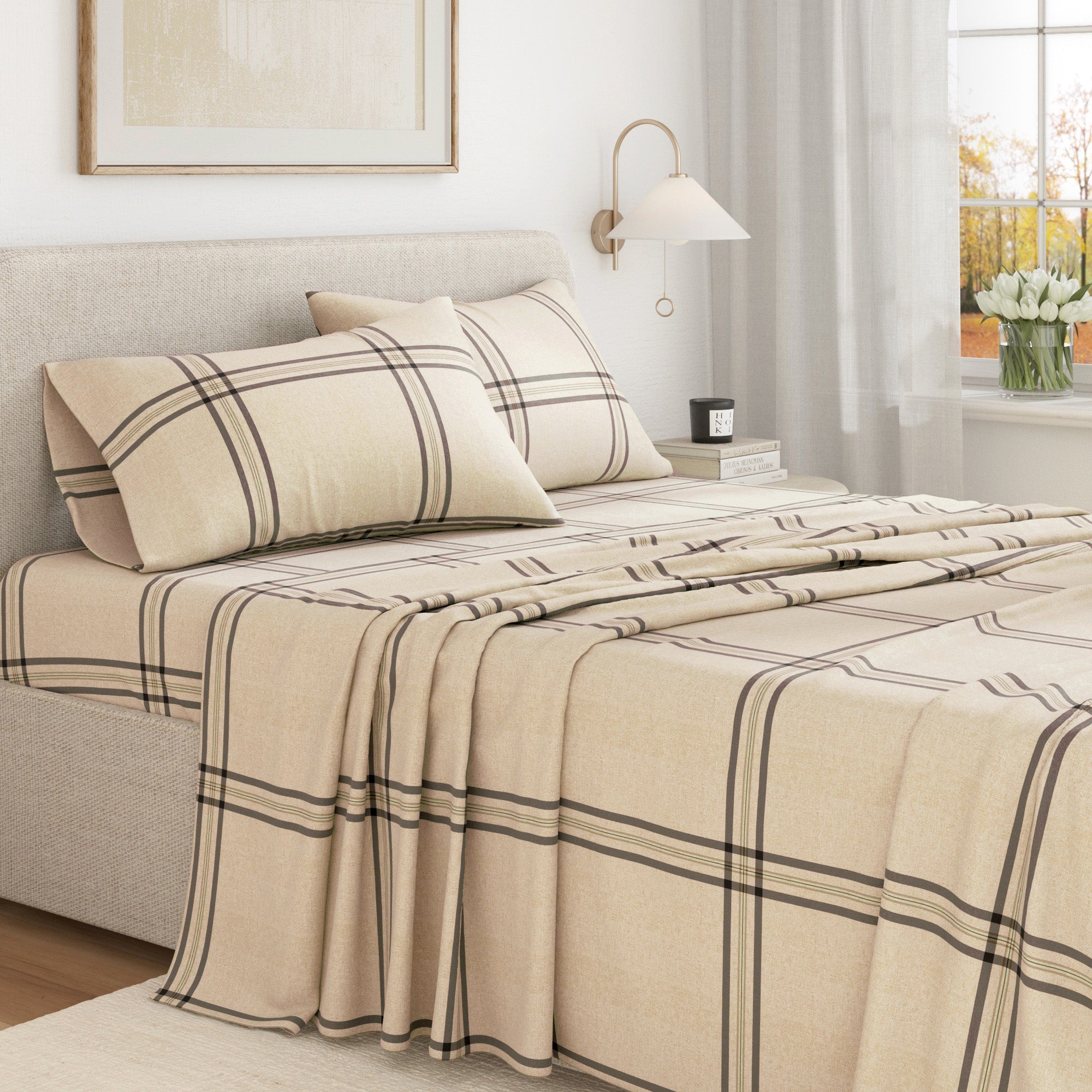 Bettwäsche-Set aus türkischer Baumwoll-Flanell – Karo- & Streifen-Kollektion