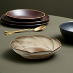 Frankoma Scalloped Serving Bowl - Warm Swirled Stoneware