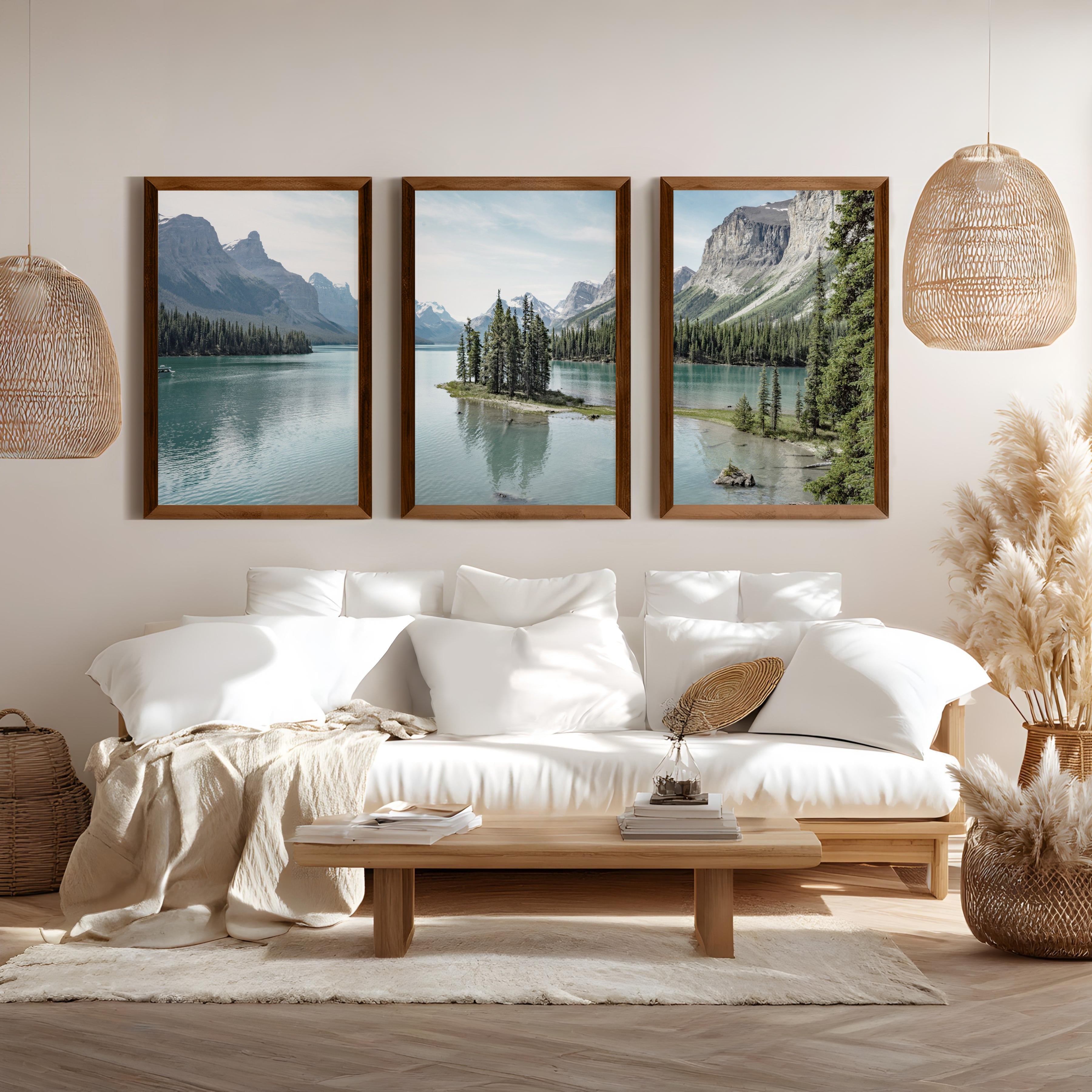 Jasper National Park Mountain Lake Triptych. Canada Nature