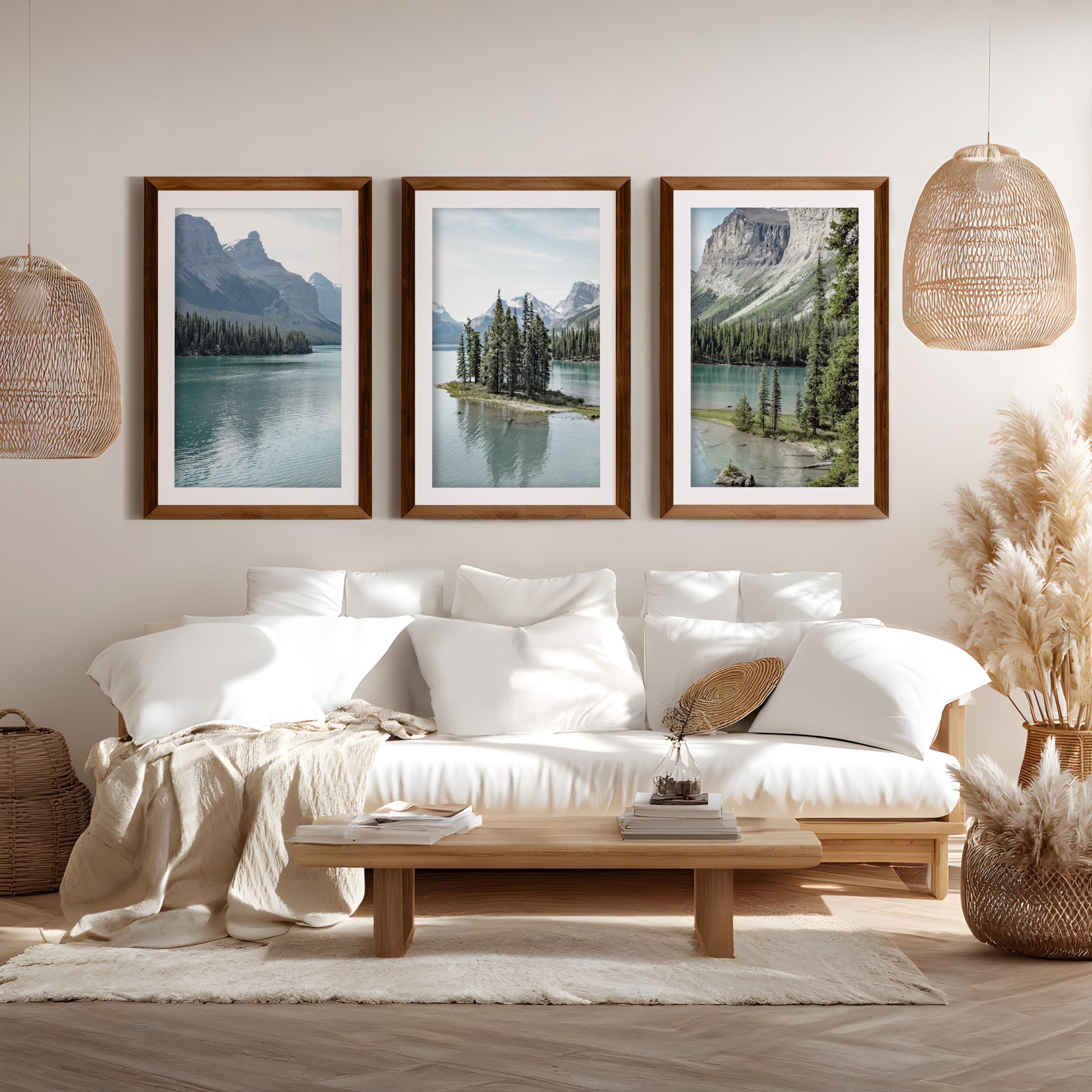 Jasper National Park Mountain Lake Triptych. Canada Nature