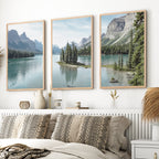 Jasper-Nationalpark Bergsee-Triptychon. Kanadische Natur
