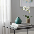 Dipped Ceramic Vase - Rounded Bottle Form - Matte Teal
