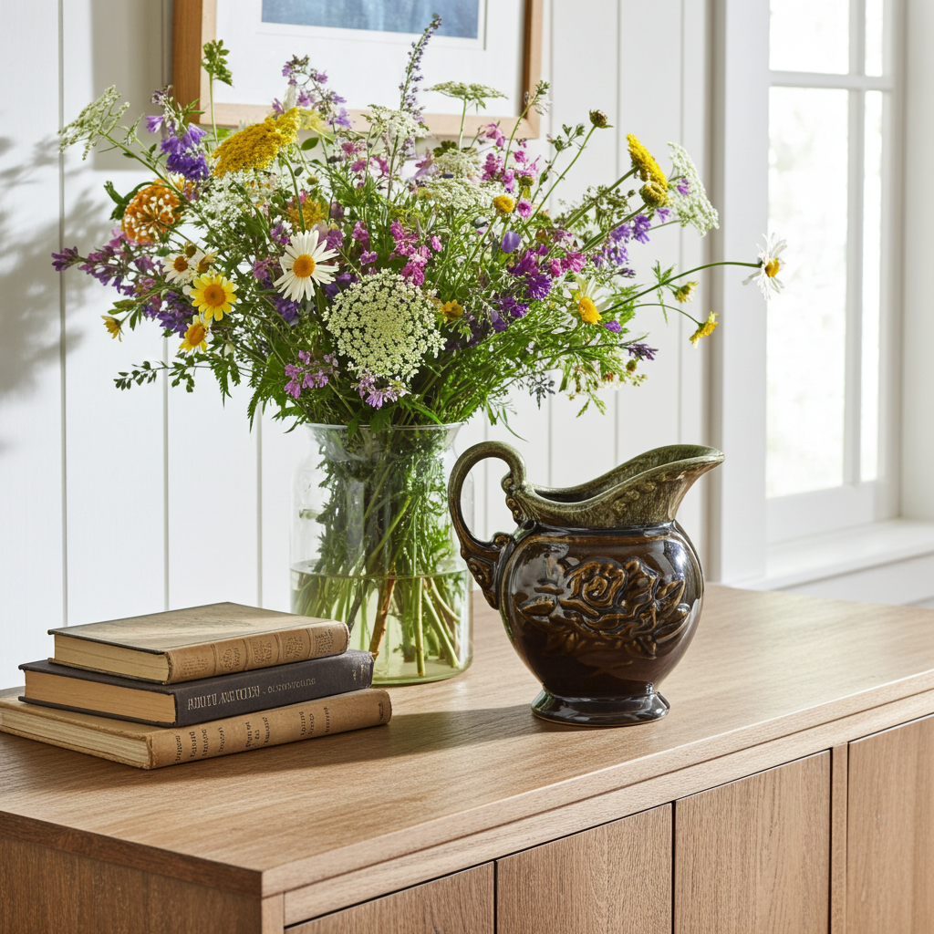 Ceramic Pitcher - Hull Pottery Rose Glaze