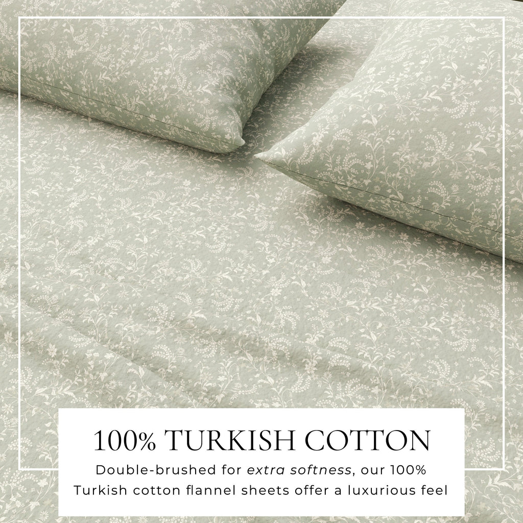 Parure de draps en flanelle de coton turc - Collection florale d'hiver