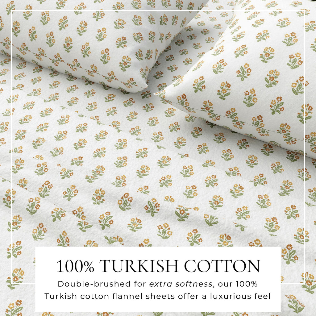 Parure de draps en flanelle de coton turc - Collection florale d'hiver