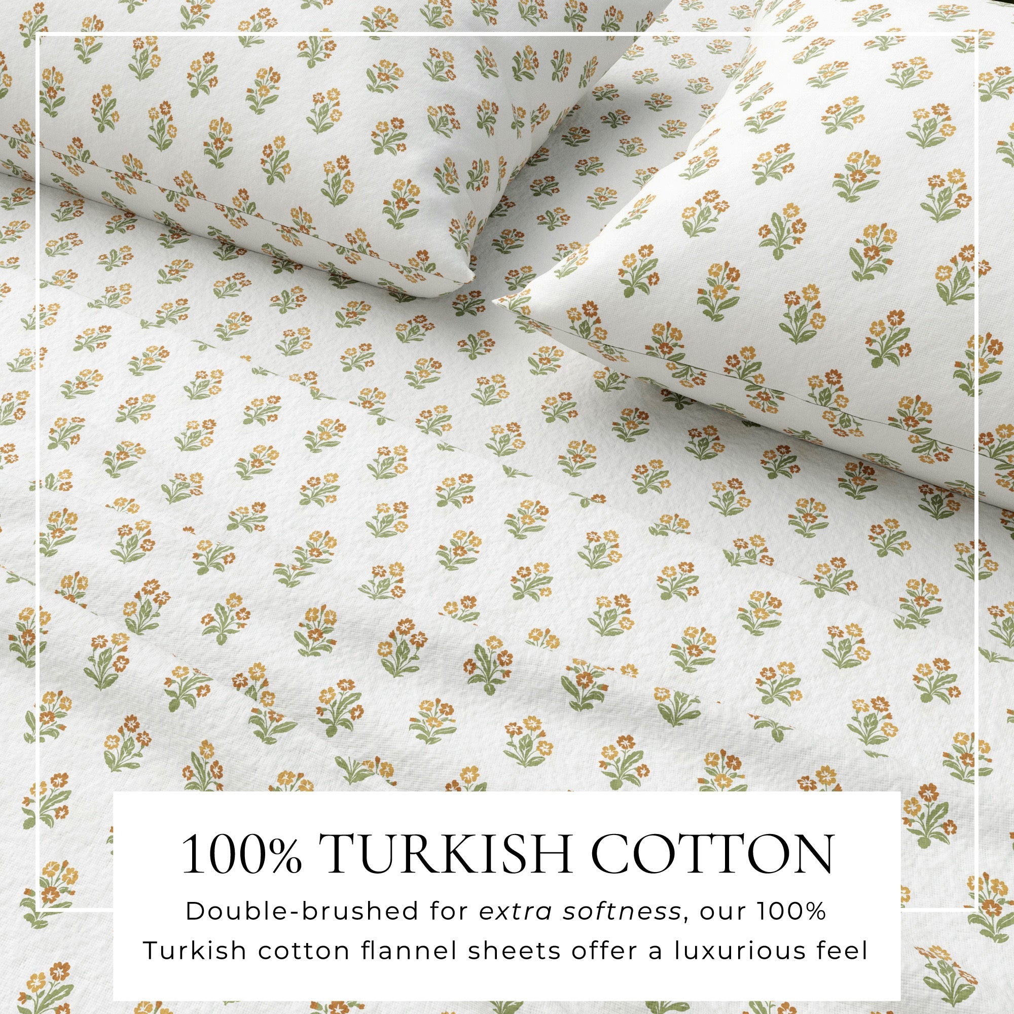 Parure de draps en flanelle de coton turc - Collection florale d'hiver
