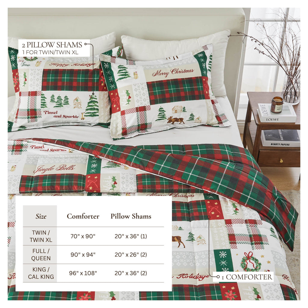 Wendbare Weihnachtsdecke und Kissenbezüge-Set – Holiday / Lodge Odette Kollektion