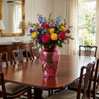 Pilgrim Cranberry-Pink Glass Vase - Spiral Ribbing