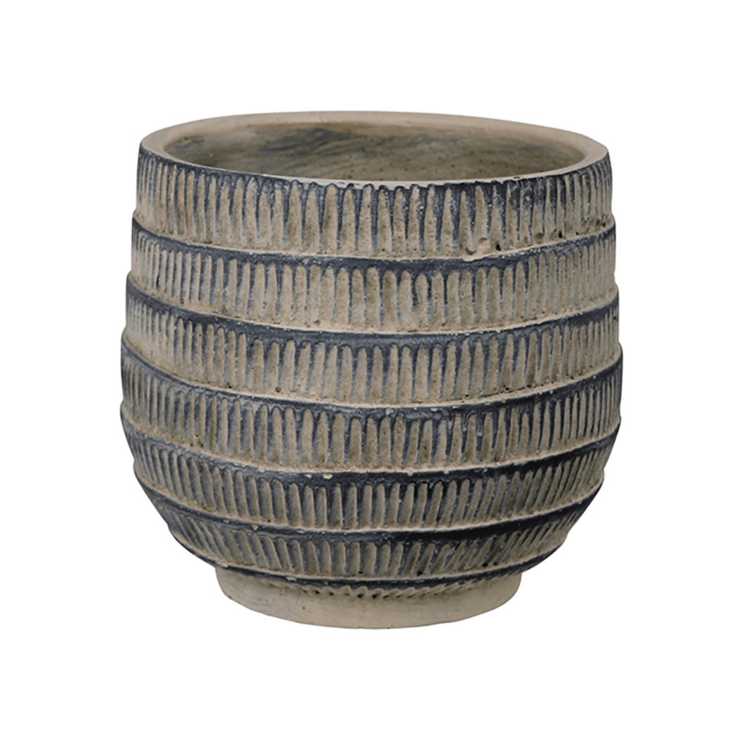 Cyrus Cachepot — Cast Cement with Ridged Texture