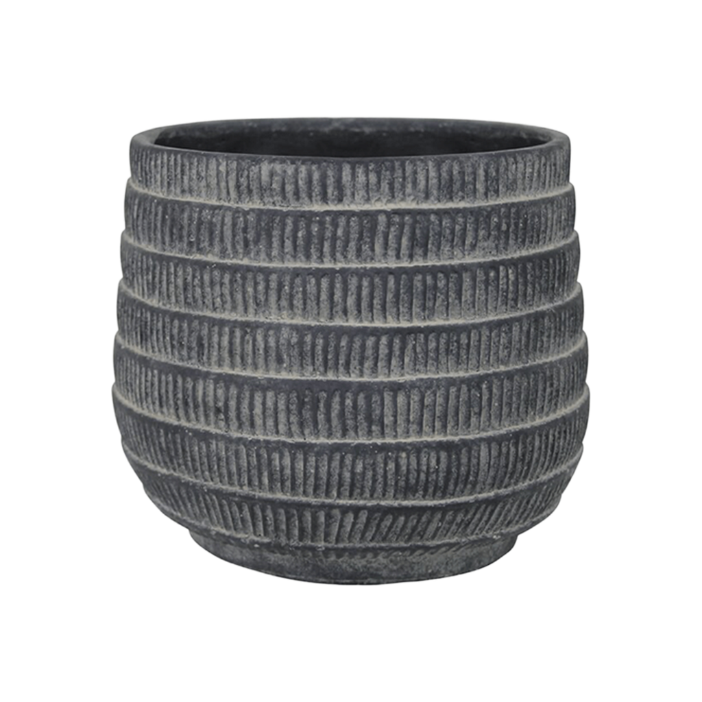 Cyrus Cachepot — Cast Cement with Ridged Texture