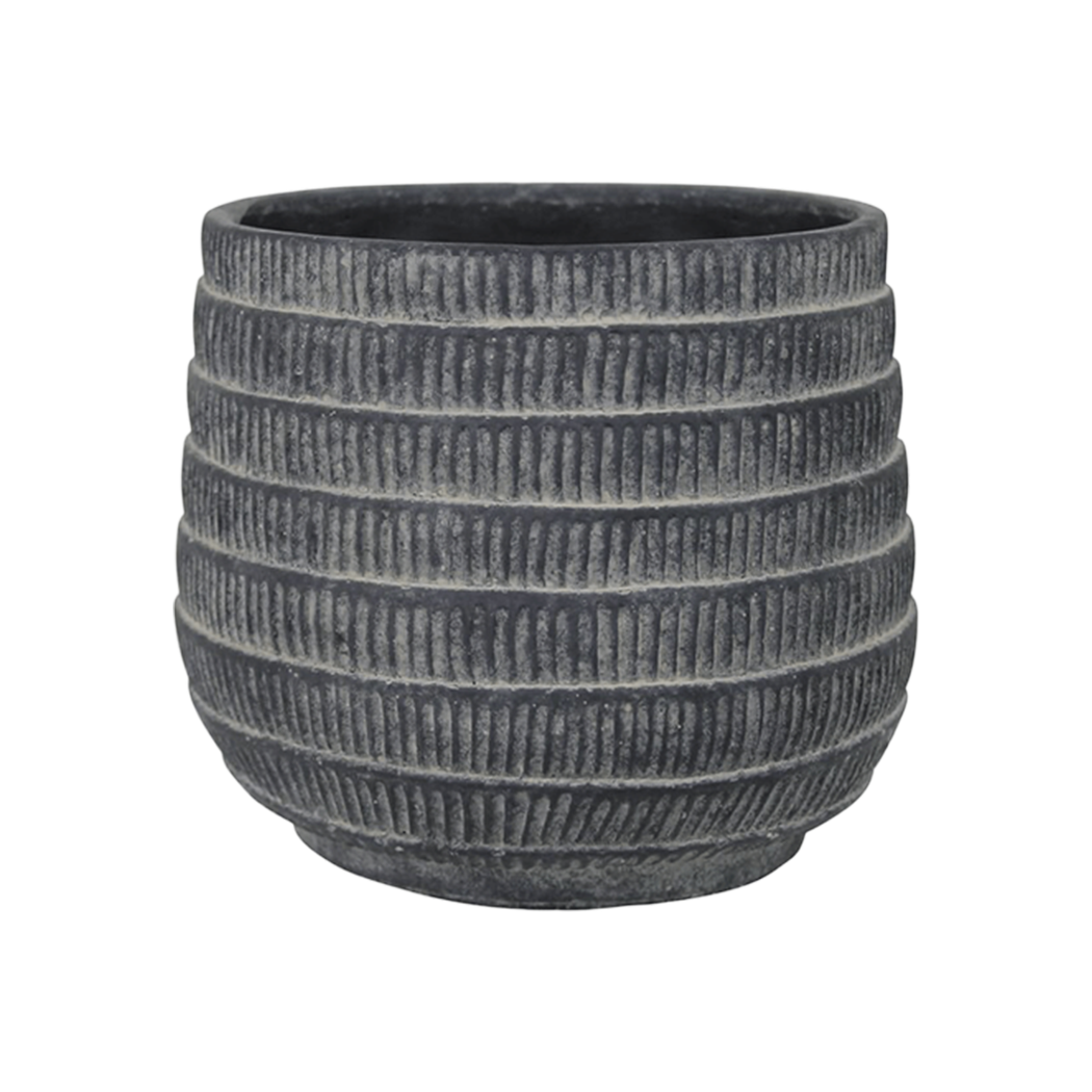 Cyrus Cachepot — Cast Cement with Ridged Texture