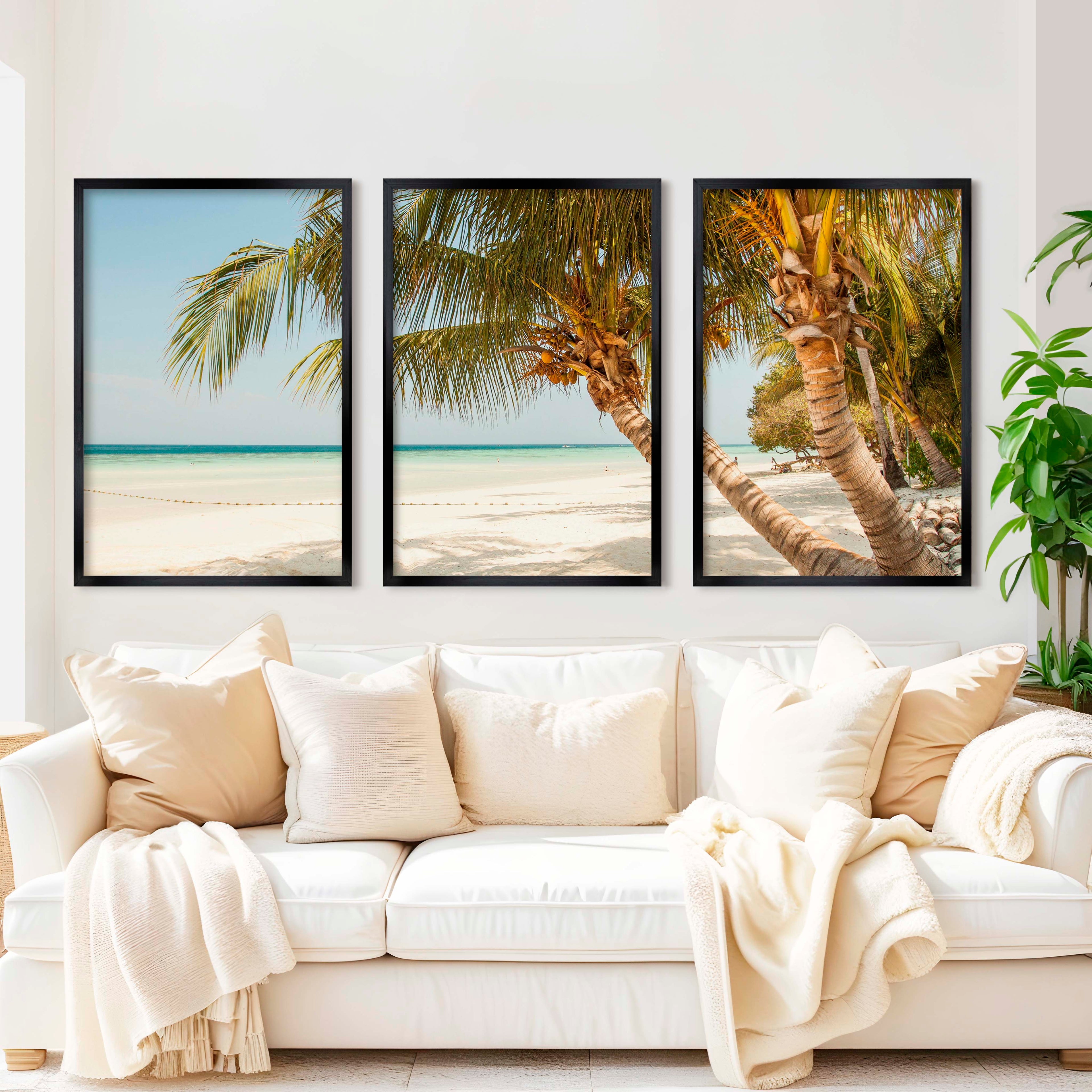 Modern Nautical Wall Art – Palm Trees by Clear Tropical Sea