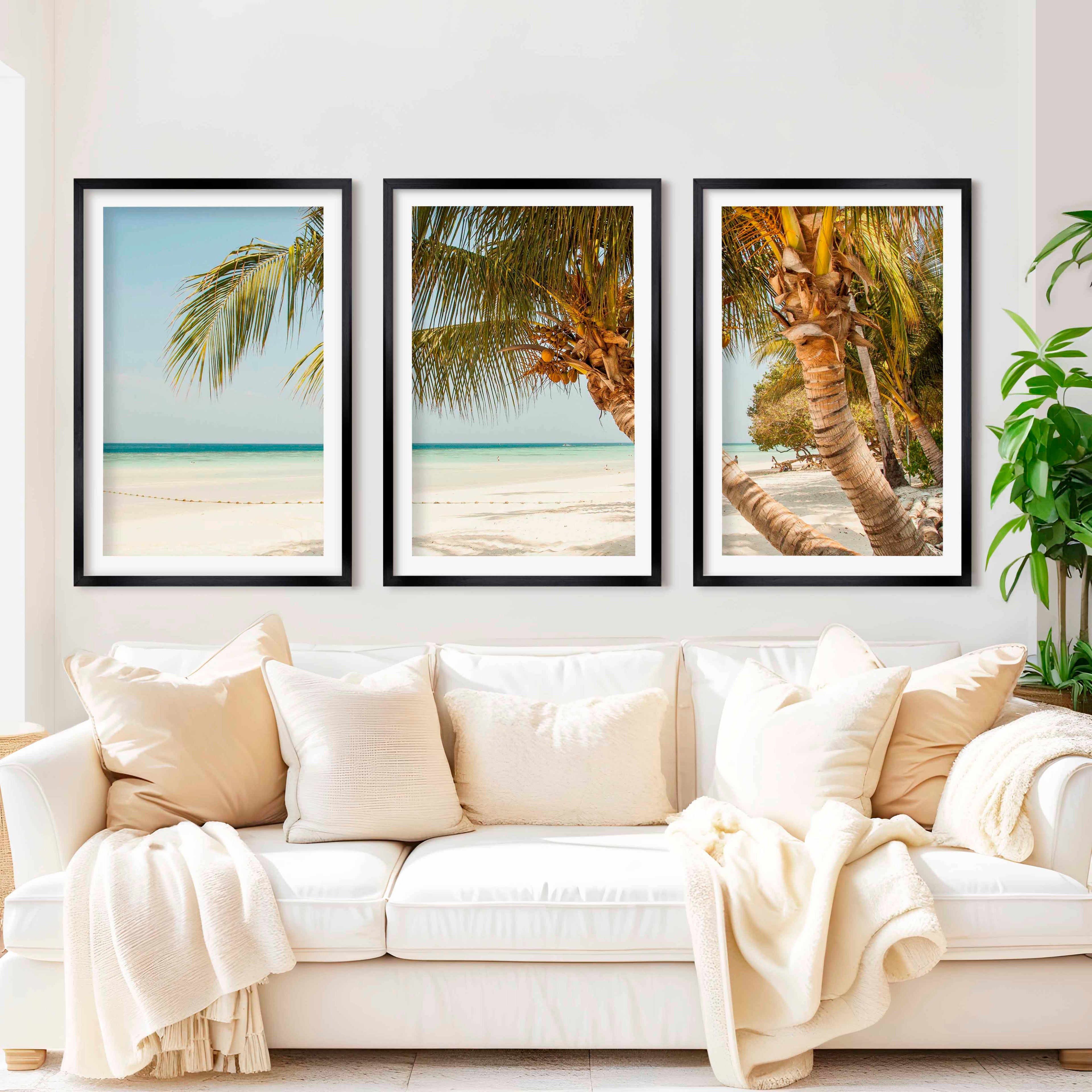 Modern Nautical Wall Art – Palm Trees by Clear Tropical Sea